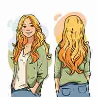 Free vector hand drawn blonde hair cartoon illustration