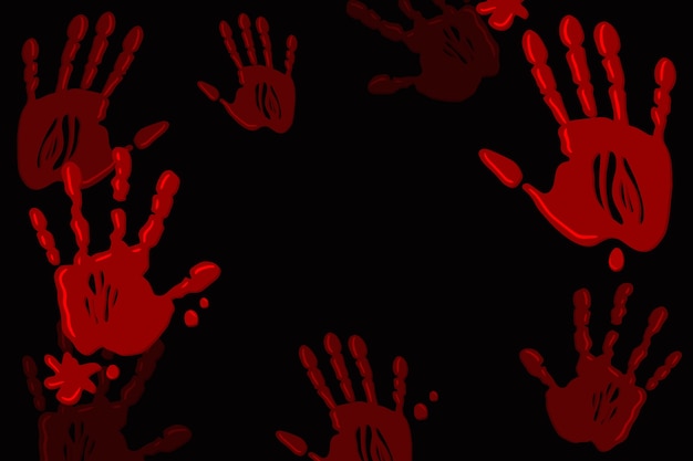 Free vector hand drawn bloody handprint background