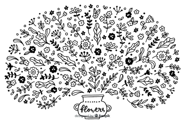 Hand drawn blooming tree ornament 