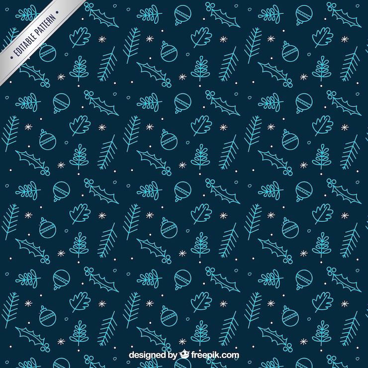Free Vector hand drawn blue christmas pattern