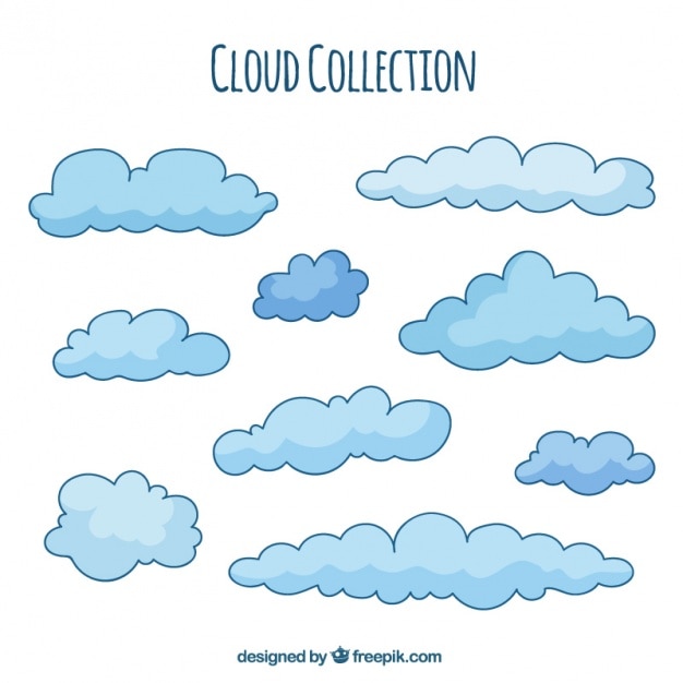 Free vector hand drawn blue cloud background