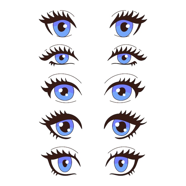 Бесплатное векторное изображение Нарисованная рукой иллюстрация шаржа голубых глаз