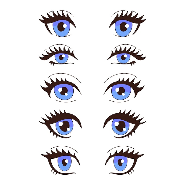 Hand drawn blue eyes cartoon illustration