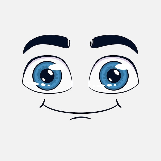 Hand drawn blue eyes cartoon illustration