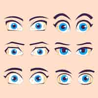 Free vector hand drawn blue eyes cartoon illustration