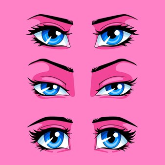 Real eyes anime manga girls Royalty Free Vector Image