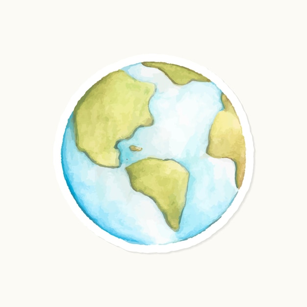 Free vector hand drawn blue globe sticker vector