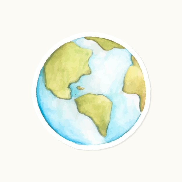 手描きの青い地球ステッカーベクトル