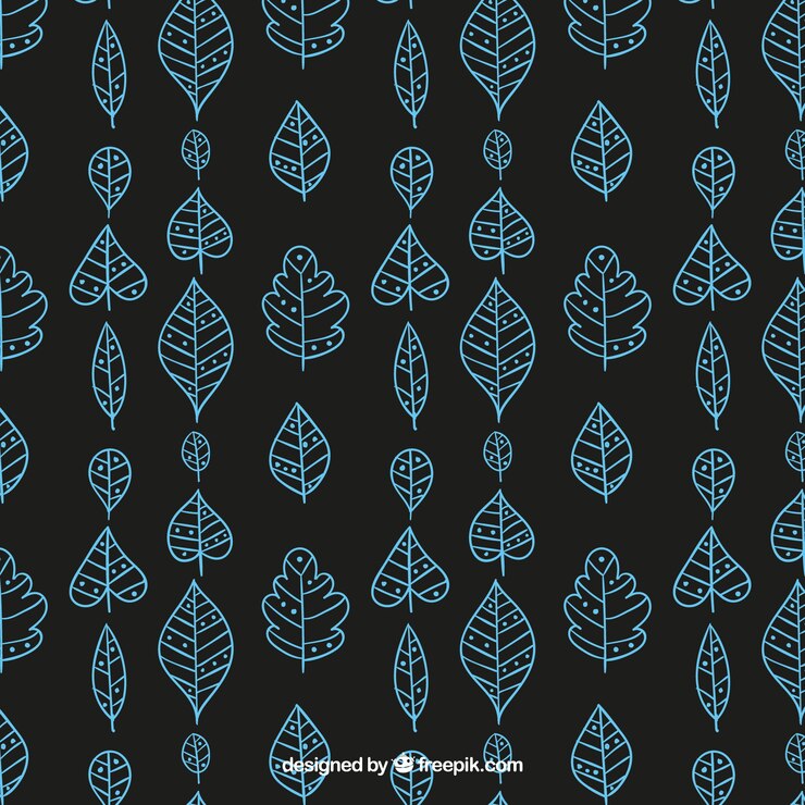 मुफ़्त वेक्टर hand drawn blue leaves pattern in hand drawn style