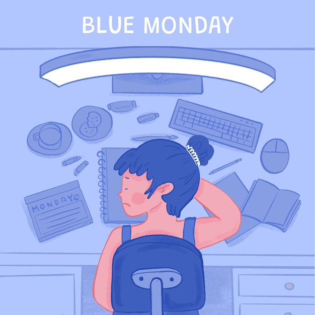 Free vector hand drawn blue monday illustration