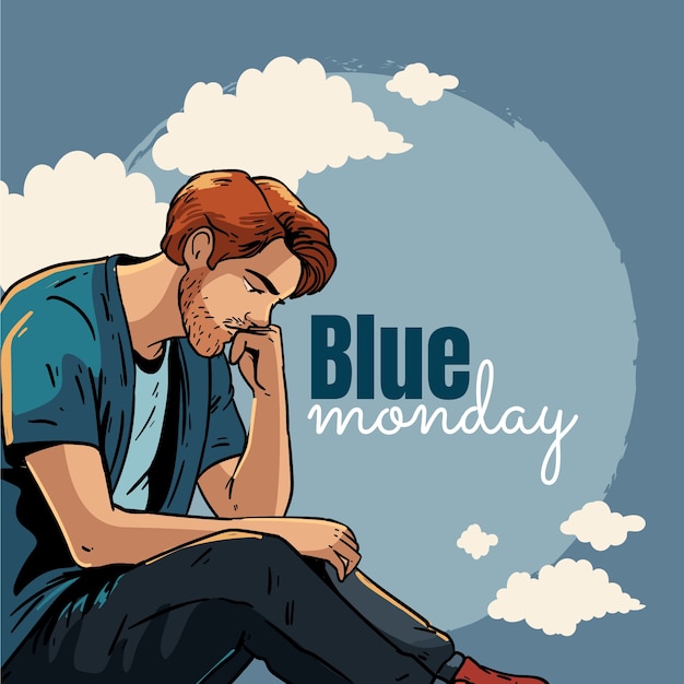 Free vector hand drawn blue monday illustration