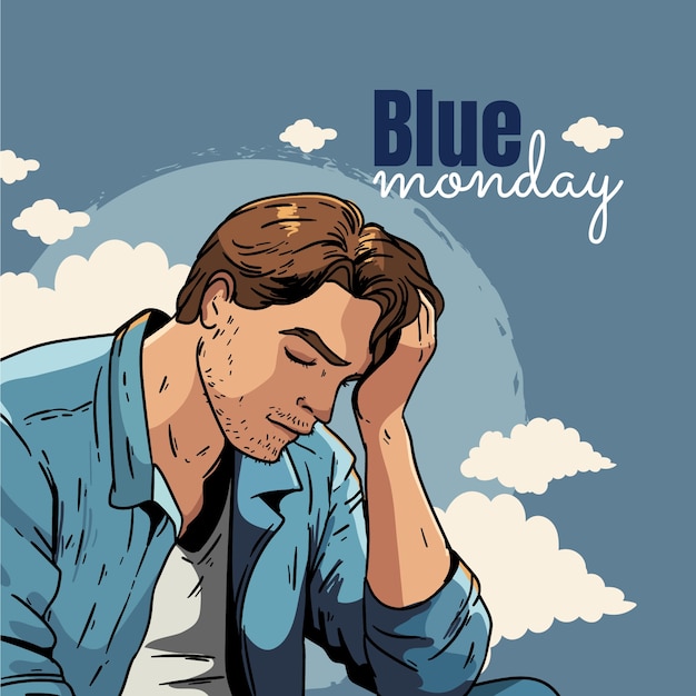 Ручная иллюстрация синего понедельника