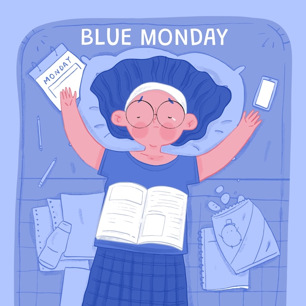 Hand drawn blue monday illustration