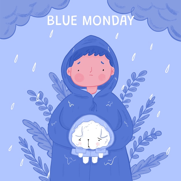 Hand drawn blue monday illustration