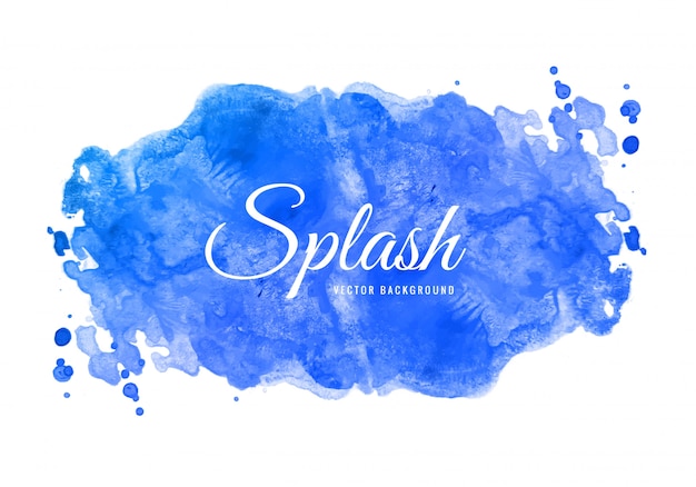 Hand drawn blue soft watercolor splash