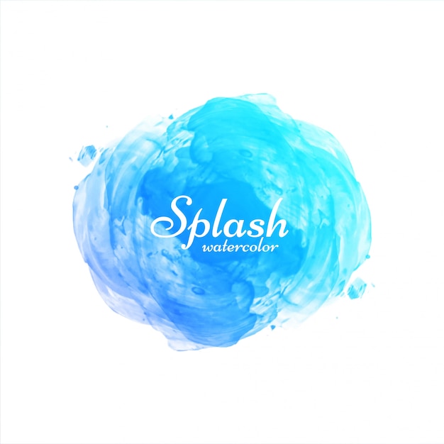 Hand drawn blue watercolor splash design background