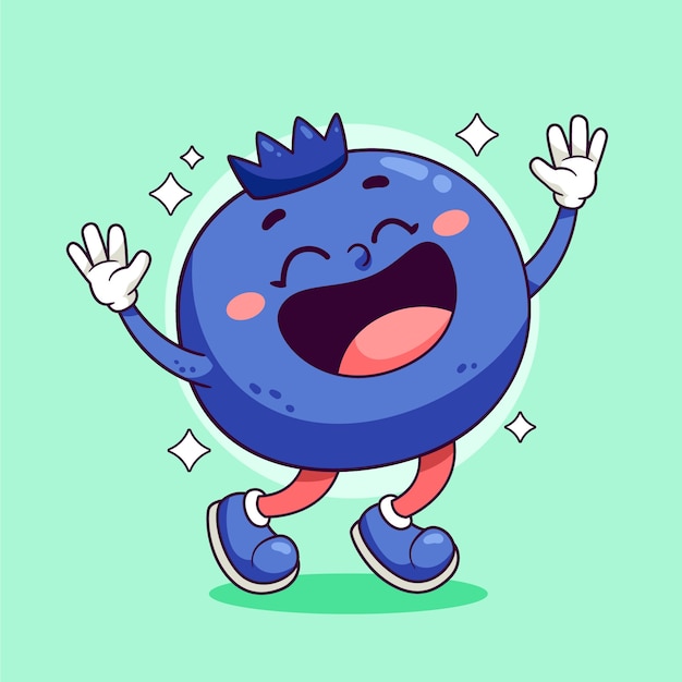 Free vector hand drawn blueberry  cartoon illustration