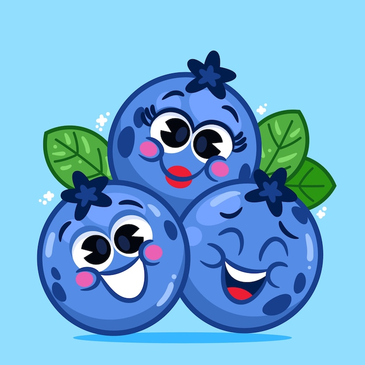 Free Vector hand drawn blueberry  cartoon illustration