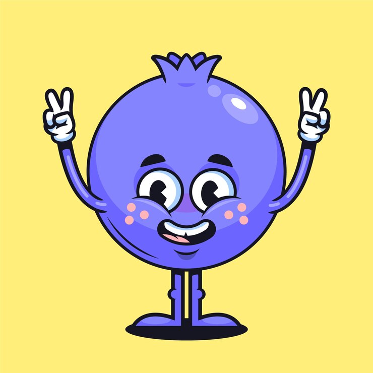 無料Vector 手描きのブルーベリー漫画イラスト