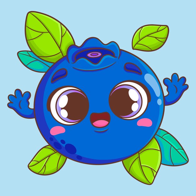 Hand drawn blueberry cartoon illustration