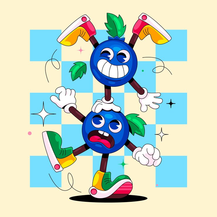 Free Vector hand drawn blueberry cartoon illustration