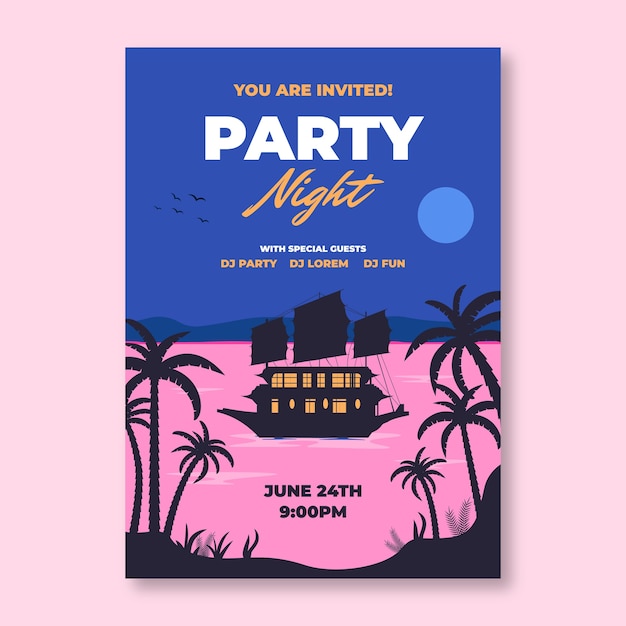 Free vector hand drawn boat party flyer