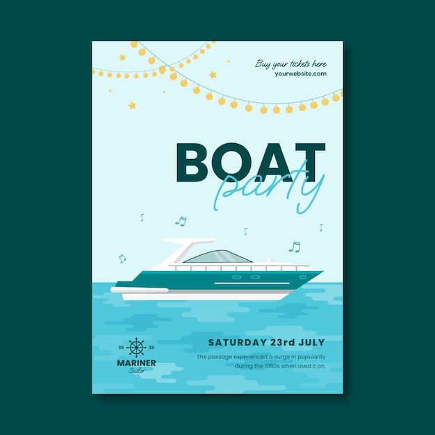 Free vector hand drawn boat party invitation template