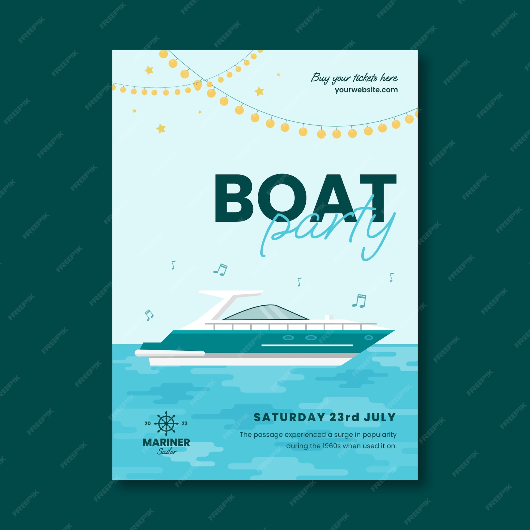 Free Vector Hand drawn boat party invitation template Free Vector Hand drawn boat party invitation template