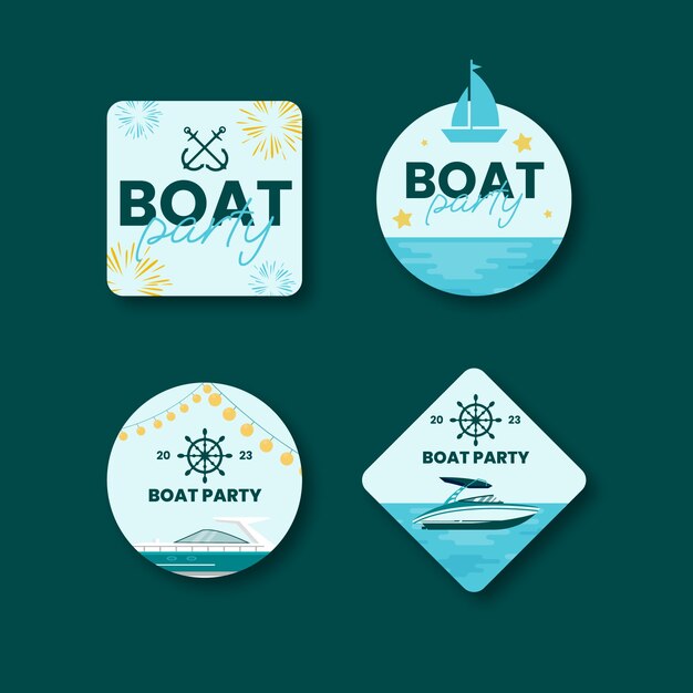 Hand drawn boat party labels template