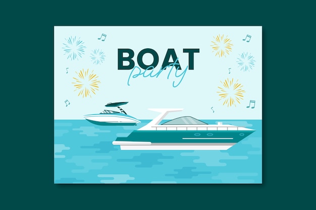 Vettore gratuito modello di photocall per feste in barca disegnato a mano