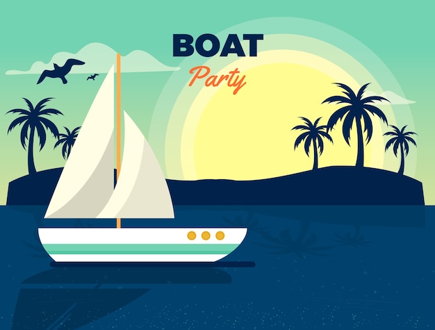 Hand drawn boat party photocall template