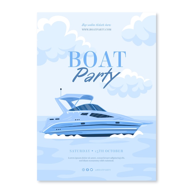 Hand drawn boat party poster template