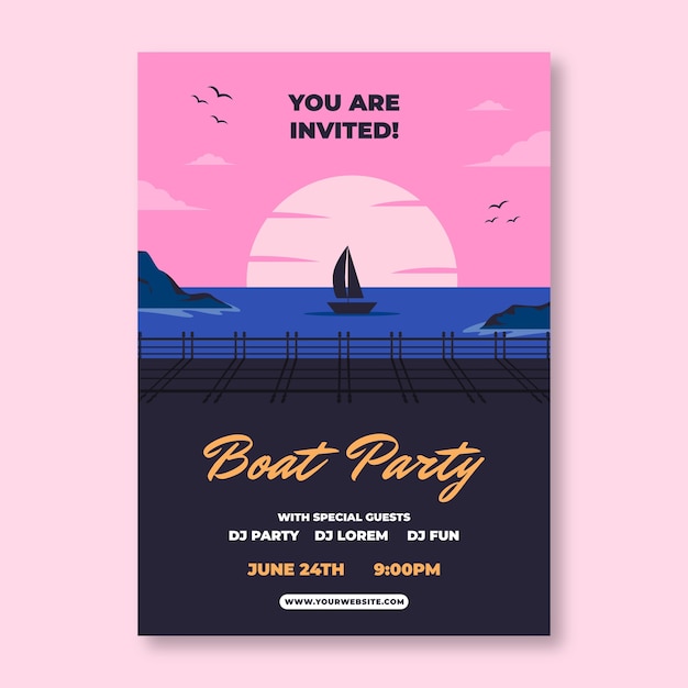 Free vector hand drawn boat party poster