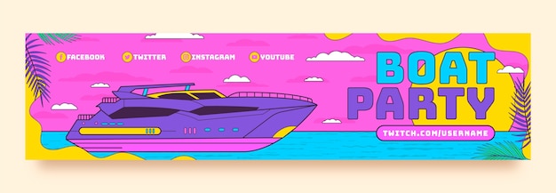 Free vector hand drawn boat party twitch banner