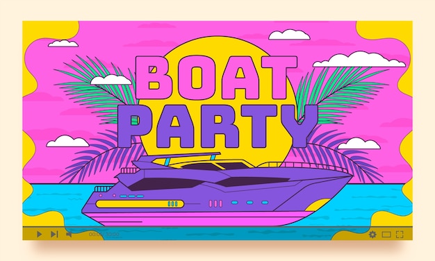 Бесплатное векторное изображение Нарисованная рукой миниатюра youtube вечеринки на лодке