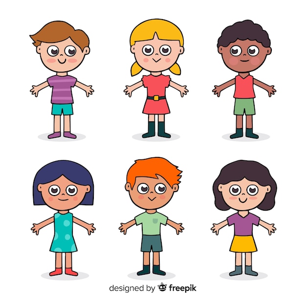 Vettore gratuito collezione di personaggi disegnati a mano per bambini del giorno