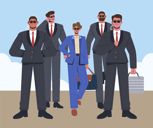 Free vector hand drawn bodyguard illustration