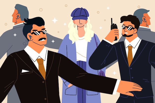 Free vector hand drawn bodyguard illustration