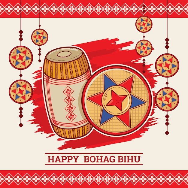 Hand drawn bohag bihu illustration