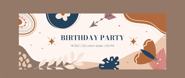 Hand drawn boho birthday facebook cover