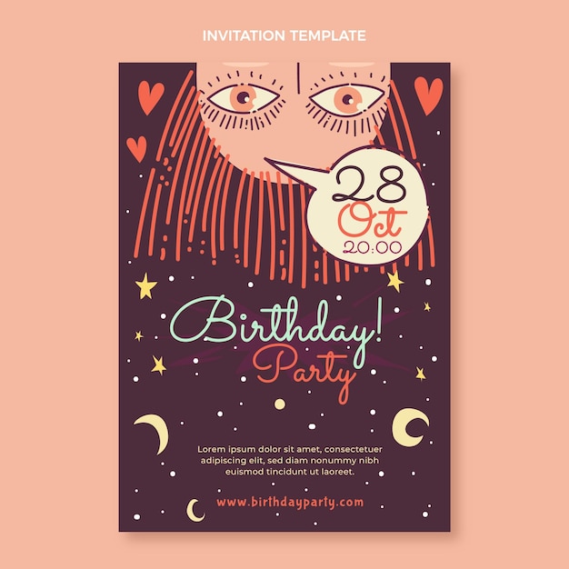 Hand drawn boho birthday
invitation