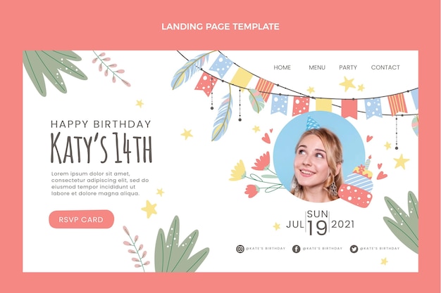 Free vector hand drawn boho birthday landing page