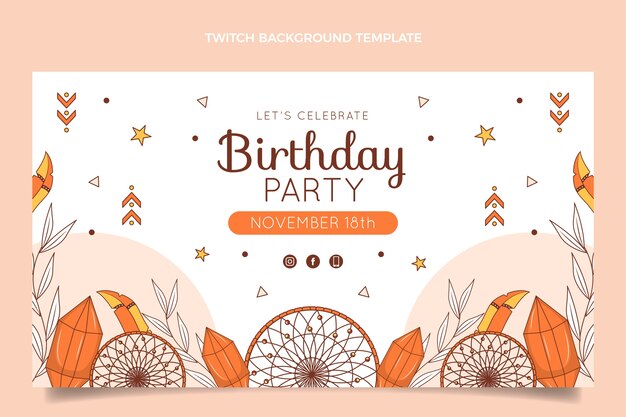 Hand drawn boho birthday twitch background
