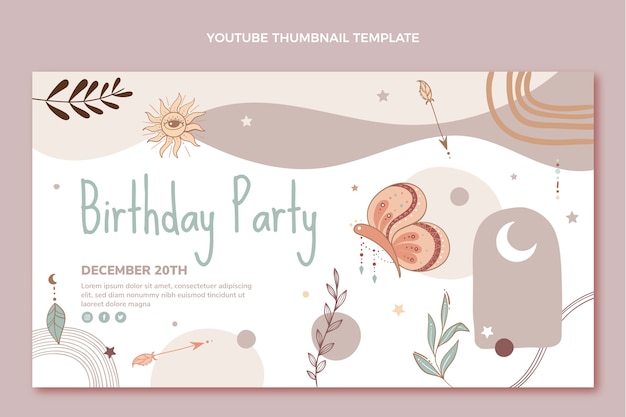 Free vector hand drawn boho birthday youtube channel art