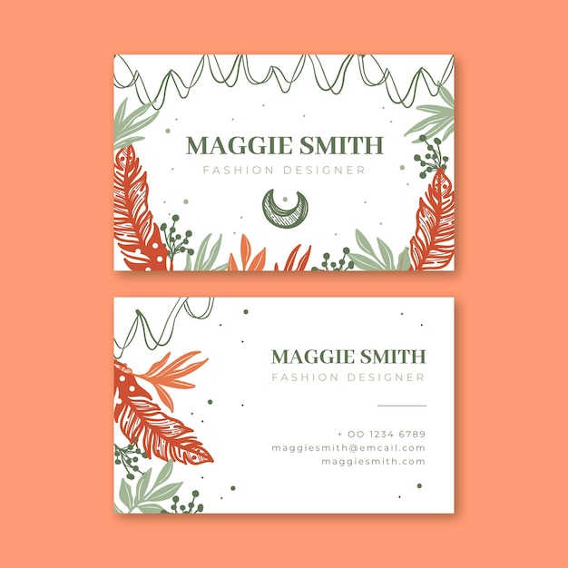 Hand drawn boho business card template