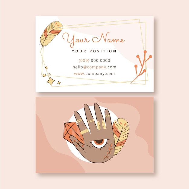 Hand drawn boho business card template