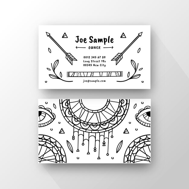 Hand drawn boho business card template