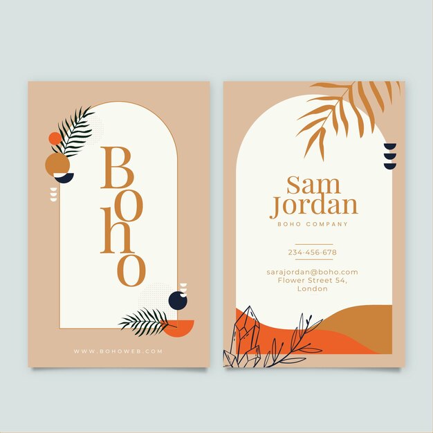 Free vector hand drawn boho business card template