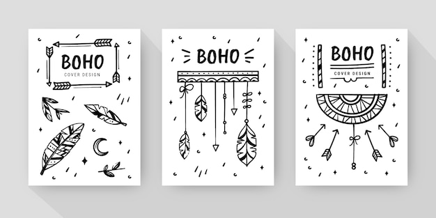 Hand drawn boho covers collection