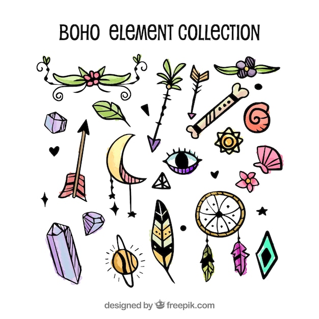 Hand drawn boho element collection